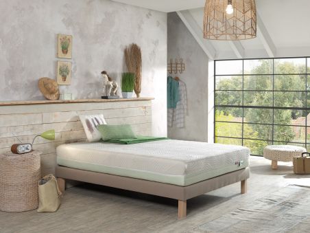 Taille du matelas - 90x190, Sommier - Non Latex 100% naturel | Housse chanvre et coton bio | Déhoussable | 7 zones de confort | Confort équilibré