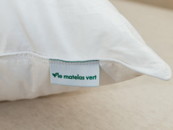 finition en satin de coton bio 60x60 90% duvet de canard du sud ouest